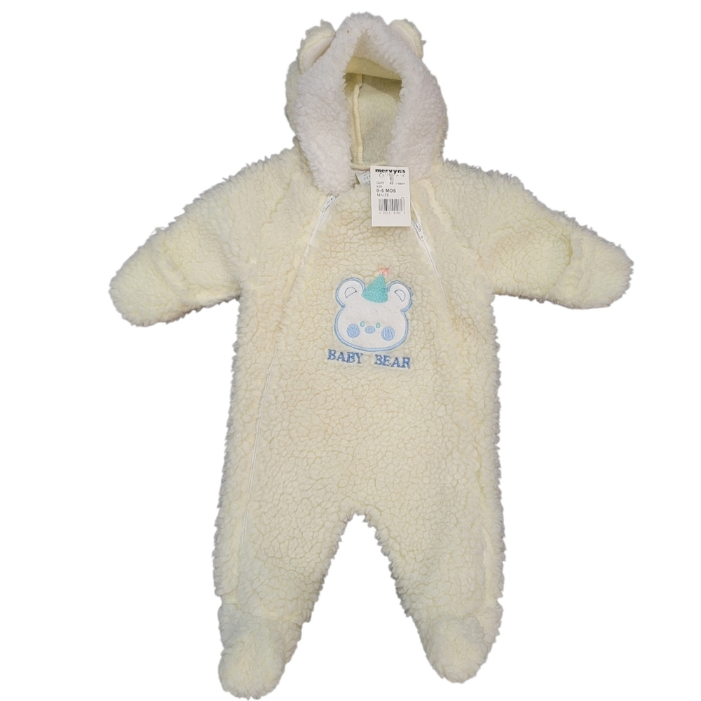 Rare Vintage 1998 Cuddle Time Baby Pram Suit 0–6M Yellow Bear Face NOS Mervyn’s